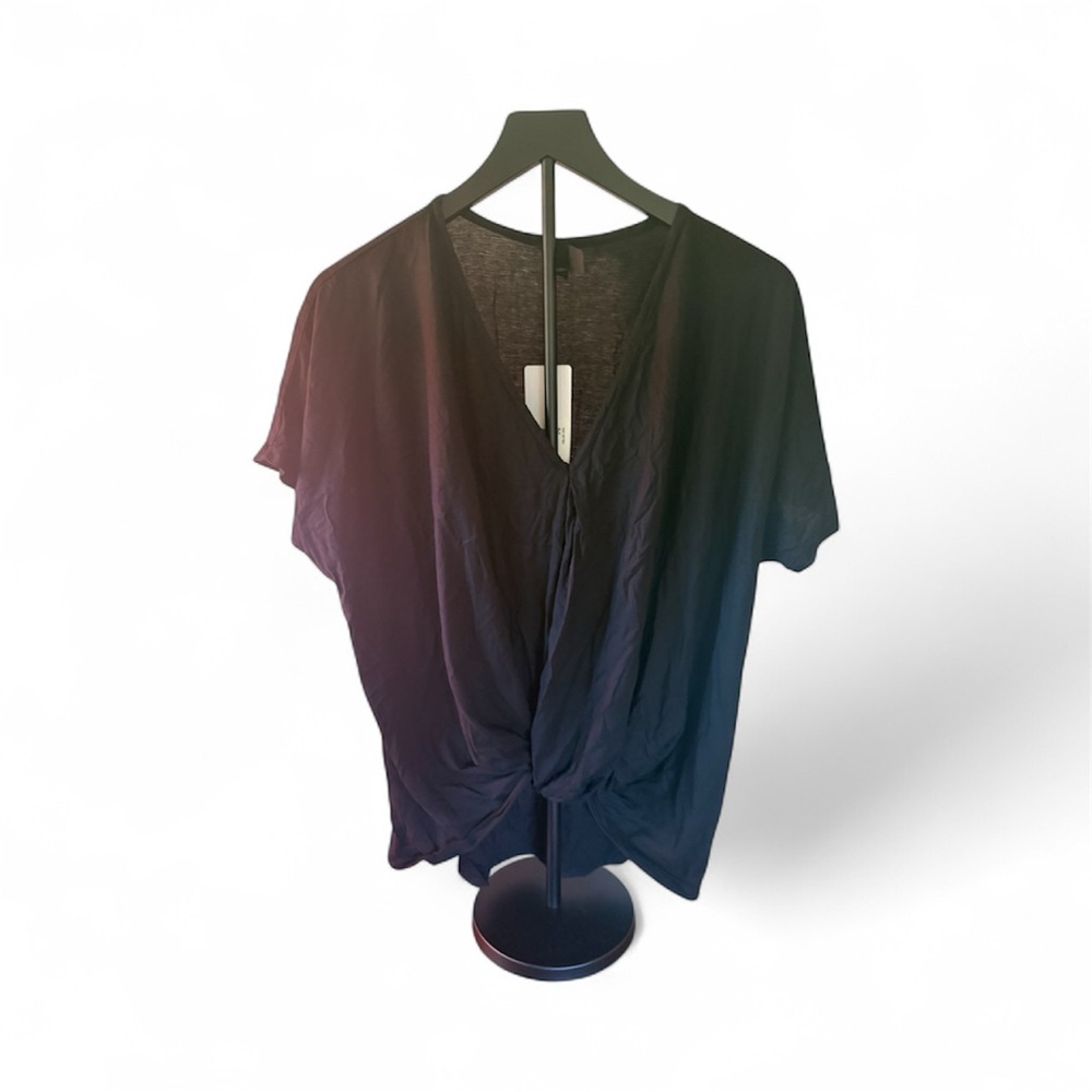NWT Sheer Black Women's front crop shirt
